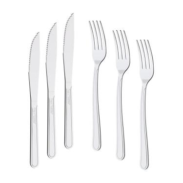 Imagem de Kit - Jogo De Faca E Garfo Buzios 48 Peças Em Aço Inox Ibag - Tramontina