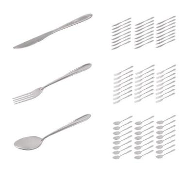 Imagem de Conjunto 72 Talheres Inox Polido Garfo Colher Faca Luxo - DONA LAURA
