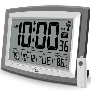 Imagem de Relógio WallLarge Atomic 12,5 polegadas, temperatura digital interna e
