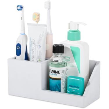 Imagem de Suportes de escova de dentes de diatomita para banheiros, organizador de escova de dentes elétrica e pasta de dente de secagem rápida, acessórios de banheiro para bancada, penteadeira, pia - cinza