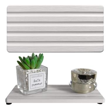 Imagem de 2 bandejas de pedra absorvente de água para pia de banheiro e balcão de cozinha, suporte de pia de diatomita de secagem rápida, bandeja de penteadeira, suporte de sabão para as mãos com pés