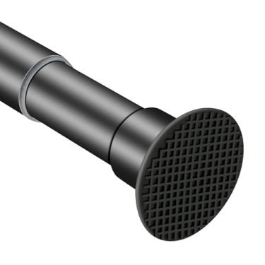 Imagem de Varão de cortina de chuveiro preto 71 a 100 cm, nunca enferruja, antiderrapante, ajustável, sem perfuração, haste de tensão de mola resistente de 2,5 cm de diâmetro para banheiro/armário/janelas
