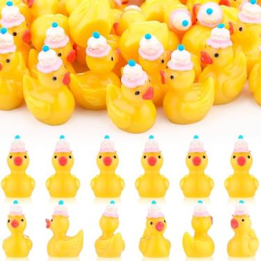Imagem de Soulchen 50 peças mini patos de resina verão praia minúsculos bonecos minúsculos brinquedos para esconder micro jardim paisagem aquário faça você mesmo decoração de bolo de casa de boneca ornamento