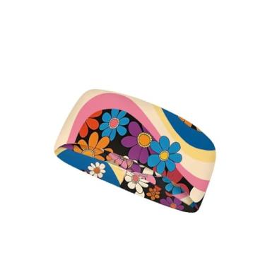 Imagem de Srengjodk Roupas de discoteca dos anos 70 para mulheres/homens, faixa de cabeça hippie esportiva com absorção de suor para festa, acessórios de patinação dos anos 70, fantasia feminina dos Beatles