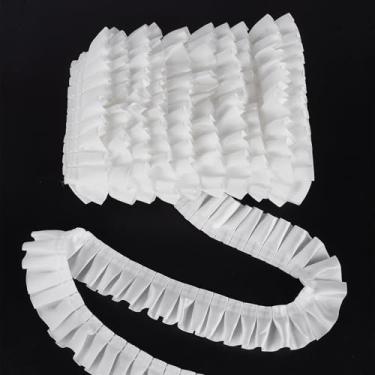 Imagem de letsinstyle 10 jardas 4 cm de largura, acabamento de renda plissado de organza com babados, fita de acabamento de babados, fitas de tecido de tule vintage para artesanato de costura, decoração de casa