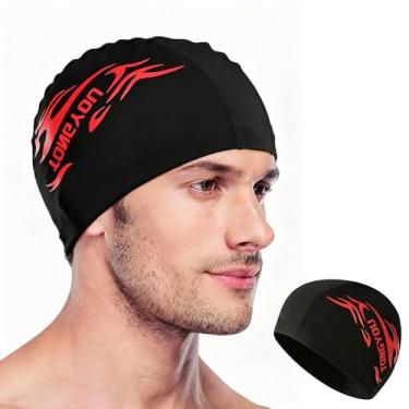 Imagem de Boné de natação unissex adulto inquebrável padrão impermeável e confortável, vermelho