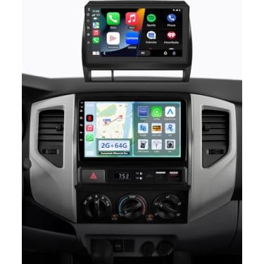 Imagem de Substituição de rádio 2G + 64G para Toyota Tacoma 2005-2015, estéreo automotivo de 22,9 cm com suporte sem fio CarPlay Andriod Auto GPS Navigation 5G WiFi Build Plug & Play com câmera de reserva