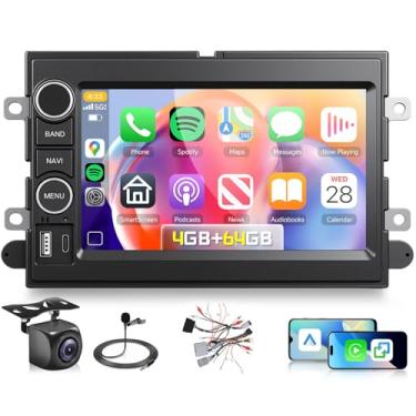Imagem de [4G + 64G] Estéreo automotivo para Ford F150 F250 F350 Focus Fusion Mustang Escape Montego com Carplay sem fio Android Auto, rádio Driauto com tela sensível ao toque Double Din de 17,8 cm com GPS WiFi