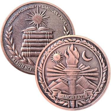 Imagem de Amor Fati Challenge Coin 1.57" Zinc Alloy with Protective Case – Stoic Philosophy Pocket Token of Resilience & Perseverance, Motivational Gift for Daily EDC