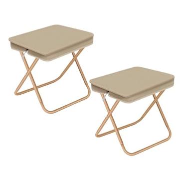 Imagem de Banqueta Dobrável Portátil em Alumínio — Leve, Ideal para Pesca, Piquenique e Acampamento ao Ar Livre (BEGE, 2 UNIDADES)