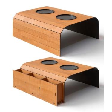 Imagem de Esteira para Braço de Sofá com Porta Copos - Suporte para Bebidas e Controle Remoto em MDF 40x28,5cm(SIMPLES + CONTROLE CAPPUCCINO)