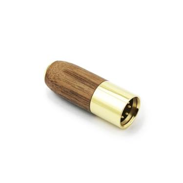 Imagem de NewFantasia Adaptador de áudio XLR de 4 pinos balanceado macho para fêmea balanceado de 4,4 mm de nogueira e latão banhado a ouro, adaptador de conector XLR de 4 pinos para fêmea de 4,4 mm