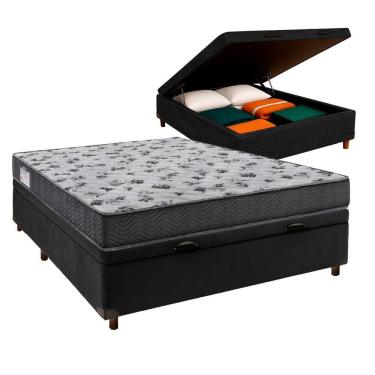 Imagem de Cama Box Bau Preto Casal + Colchão D33 Iso100 Ortobom