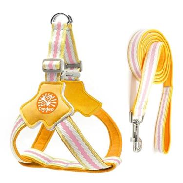 Imagem de COODEO Peitoral antipuxão para cães com tiras refletivas e acolchoamento respirável e design antiescape, treinamento e caminhada de cães com ajuste rápido (amarelo, M)