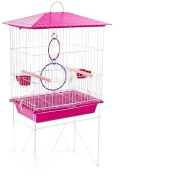 Imagem de Gaiola Viveiro Calopsita com e sem Bandejas Laterais C/Pé Grande Agapórnis Aves Mansas(VIVEIRO STAR - ROSA SEM ABA)