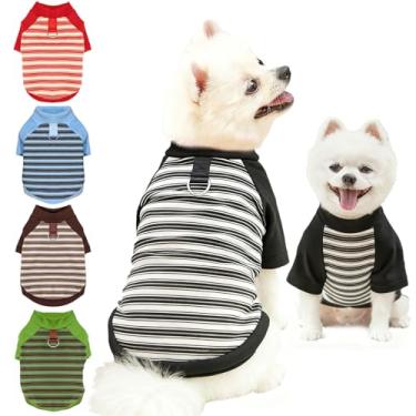 Imagem de Suéter para cães leve e elástico camiseta de lã listrada para animais de estimação roupas de gatos macio para cães pequenos, médios e grandes (preto, 2GG)