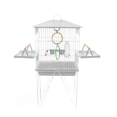 Imagem de Gaiola Viveiro Calopsita com e sem Bandejas Laterais C/Pé Grande Agapórnis Aves Mansas(BRANCA - DUPLEX COM 02 ABAS)