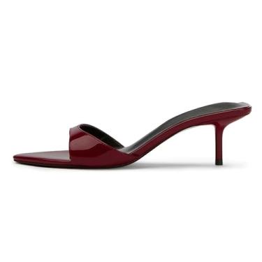 Imagem de Mattiventon Salto gatinho bico fino aberto sem cadarço salto slingback mules sandálias verão moda festa casamento formatura sapatos sociais, Borgonha, 38