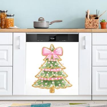 Imagem de ATTX Capa de ímã de lava-louças de arco rosa para árvore de Natal, 58 cm C x 66 cm A decoração da capa frontal da máquina de lavar louça, decalques de armário doméstico adesivos de eletrodomésticos