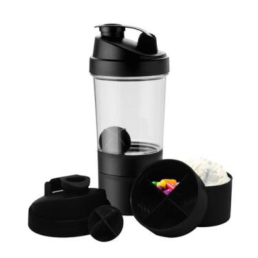 Imagem de Coqueteleira Com Compartimento Para Suplementos Fit 500ml 4pçs - NEOPL