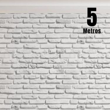 Imagem de Papel de Parede Autoadesivo Premium ROLO 5m Tijolinho Branco 3D Sala Q