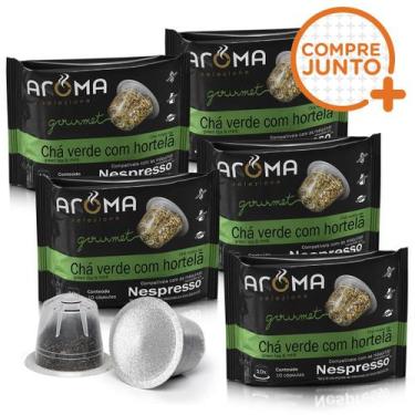 Imagem de Kit Cápsulas de Chá Chá Verde com Hortelã Aroma - Compatíveis com Nesp