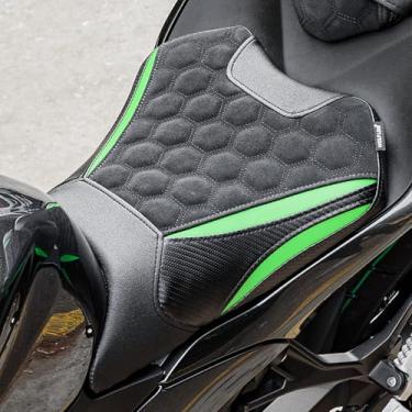 Imagem de Capa de assento de motociclista de couro para motociclista Ninja 500 Z500 2024 2025 almofada de assento solo para motorista, frente verde
