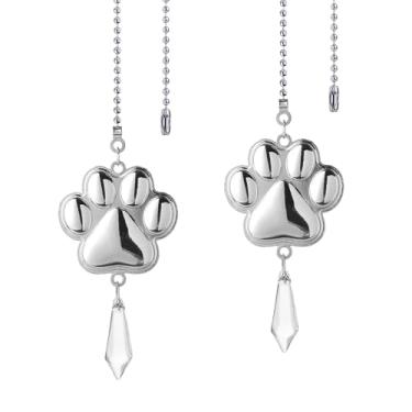 Imagem de 2 peças de corrente decorativa para ventilador de teto de cristal, prata, pegadas de animais de estimação, extensão de ornamentos de 61 cm, enfeite de teto com conectores