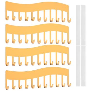 Imagem de Organizador de colar de parede com 4 peças, organizador de joias que economiza espaço, suporte de colar de ferro com 11 ganchos, fácil instalação para armário de banheiro do quarto (ouro)