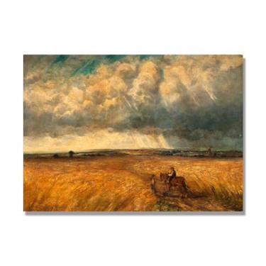 Imagem de NHLDZYH Impressão em tela estilo John Constable, (The Gathering Storm), painel de tela de paisagem romântica, decoração de parede com tema de natureza para quarto ou escritório. 70 x 98 cm. Somente