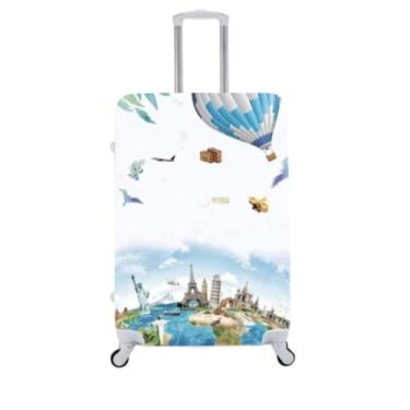 Imagem de Capa de Mala Personalizada Mapas Estilo e Proteção Para Suas Viagens Bagagem (P - M - G) (MAPA 5, P - ATÉ 55 CM)