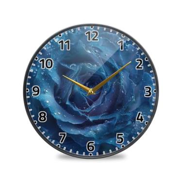 Imagem de WELLDAY Relógio de parede sem tique-taque 30 cm - Relógio redondo silencioso de quartzo operado por bateria rosa azul para casa/escritório/cozinha/sala de aula