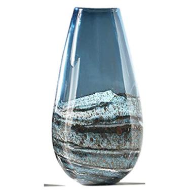 Imagem de YYBOES Vaso de vidro para flores, vaso de flores para flores, vaso grande de vidro do oceano nórdico, sala de estar, varanda, arranjo de flores, decoração de vaso, decoração de casa simples e moderna