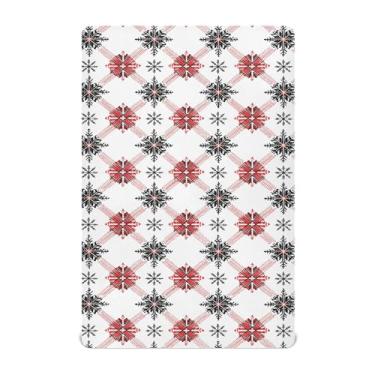 Imagem de CEBUGI Lençol de berço elástico para bebês meninos e meninas, estampa xadrez com flocos de neve, mini lençol com elástico para crianças, material neutro, ultra macio, colchão infantil padrão completo
