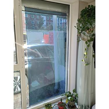 Imagem de uhyOHF Cortina azul com ventosa de privacidade diurna, proteção solar com controle de calor, espelho unidirecional e persiana transparente com ventosas, sala de estar e escritório (33 x 150 cm/13 x 59