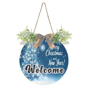 Imagem de YETTASBIN Placa de boas-vindas para árvore de Natal, placa de parede à prova d'água, guirlanda decorativa de alpendre para inauguração de casa, quintal, jardim, decoração de férias, 30 x 30 cm
