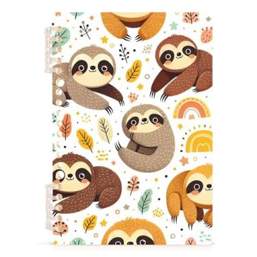 Imagem de Burbuja Caderno Sloth Rainbow, papel pautado universitário A5 com 60 folhas, fichário para escritório, 1 pacote