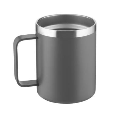 Imagem de Caneca Térmica 400ml Inox com Parede Dupla e Tampa de Bambu – Cinza