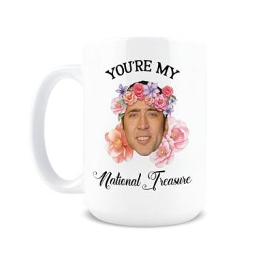 Imagem de Hogg Caneca You're My National Treasure, xícara de café de cerâmica de 425 g, presentes de Nicolas Cage para adultos, presentes de Natal para adultos, caneca de café Nicolas Cage, copo Nicholas