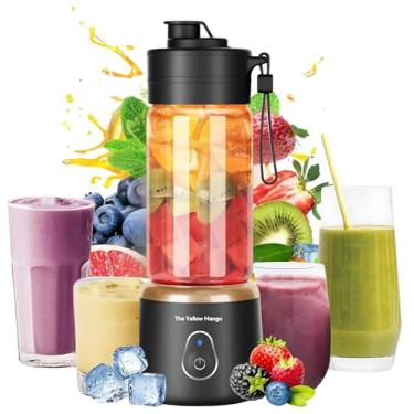 Imagem de Copo de liquidificador portátil, mini liquidificador elétrico USB para shakes e smoothies, 380 ml, 6 lâminas de aço inoxidável, recarregável, leve, preto, ideal para viagens e academia (preto)