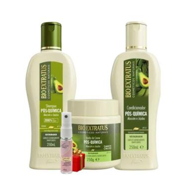 Imagem de Kit 1 Shampoo 1 Condicionador 1 Banho creme Pós Quimica 250 ml + Prese