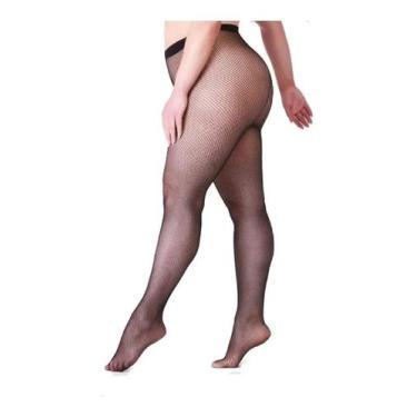 Imagem de Meia calça feminina lupo fio trend arrastão raschel plus a famosa meia