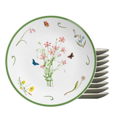 Imagem de Jogo 10 Pratos Raso Coup Jardim Campestre Cerâmica Alleanza 29cm