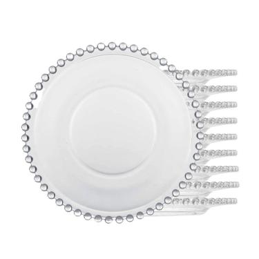 Imagem de Jogo 10 Prato Para Pão Sobremesa Cristal Transparente Pearl Bolinha Wolff 14cm