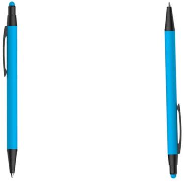 Imagem de Caneta Esferográfica de Metal com Ponta Touch, Emborrachada, Escrita Azul, 1mm, Corpo Cilíndrico, Ambidestra, 25g (Kit 2 Azul Claro)