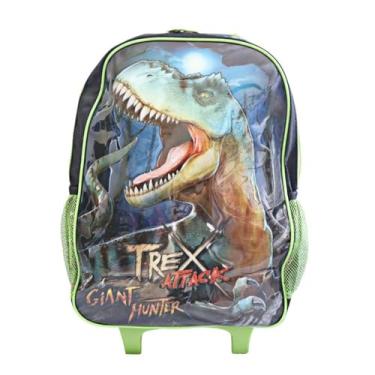 Imagem de Mochila Escolar de Rodinhas Dinossauro,Verde, com 2 Bolsos Frontais e 2 Laterais, 23 Litros, 48-75cm Altura,Mochilas e Bolsas Infantis