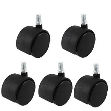 Imagem de uxcell Cadeira de escritório M10 x 15 mm haste rosqueada plástico 5 cm rodas giratórias duplas para prateleira de mesa carrinho preto, 5 peças
