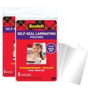 Imagem de Scotch Bolsas de laminação autovedantes, 10 x 15 cm, 10 bolsas (2 pacotes de 5) – Acabamento brilhante, seguro para fotos, sem necessidade de máquina (folhas de laminação fria)