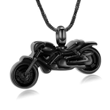 Imagem de Yinplsmemory Colar de urna de motocicleta para cinzas para mulheres e homens joias de cremação de aço inoxidável motocicleta Harley Keepsake Urna joia, Aço inoxidável, Sem Pedra Preciosa
