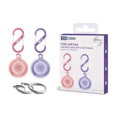 Imagem de Capa protetora de TPU à prova d'água para AirTag XDcase com chaveiro (rosa + roxo)